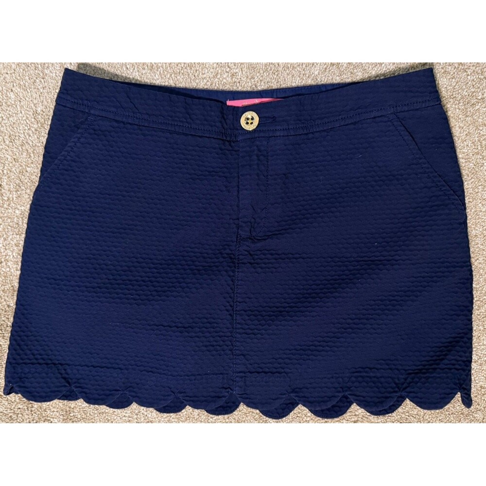 Lilly Pulitzer Colette Skort Size 6 Navy Blue Skirt Scalloped Hem Coastal Beach
